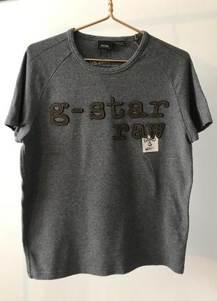 Крутая футболка g-star raw серого цвета, размер m
