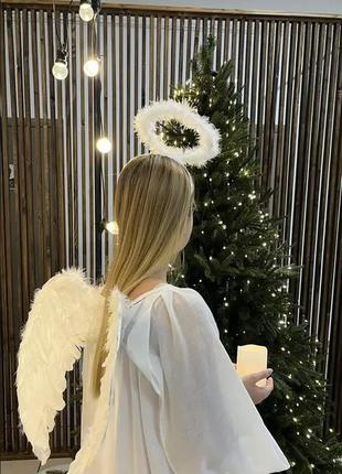 Нимб и крылья ангела  белые из перьев  53х35 см