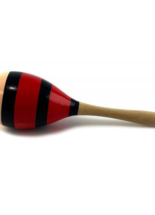 Маракас деревянный красно черный "Пчелка" ( 23х 6,4х 6,4 см)