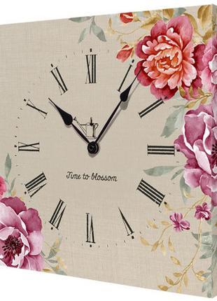 Часы настенные квадратные time to blossom!, часы на холсте