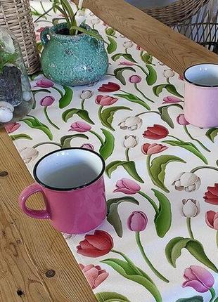 Дорожка на стол (раннер) тюльпаны