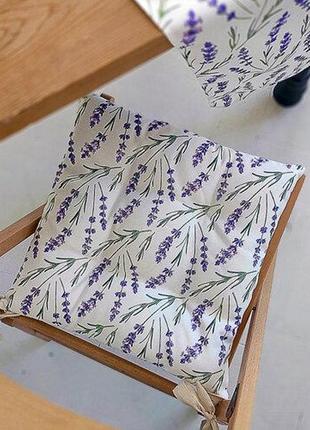 Подушка на стул с завязками лаванда
