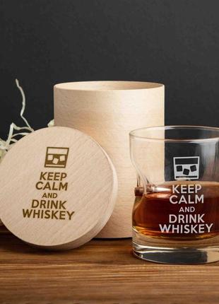 Стакан с пулей "keep calm and drink whiskey", тубус зі шпону