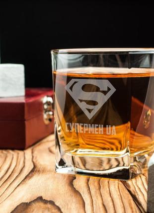 Стакан для виски "супермен ua", крафтова коробка