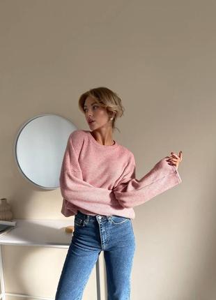 Мягкий вязаный свитер розового цвета😍
