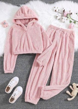 Махровая розовая пижамка с ушками☃️