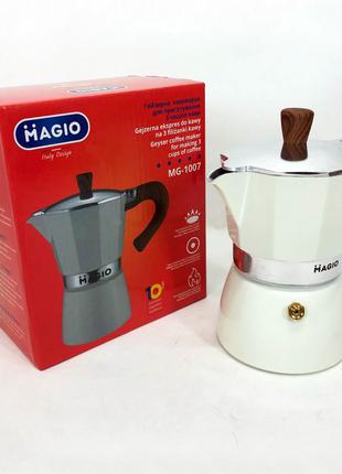 Гейзерная кофеварка Magio MG-1007, гейзерная кофеварка из нерж...
