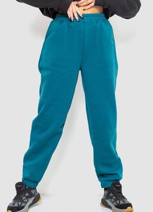 Спорт штани жіночі на флісі, колір смарагдовий, 214r107
