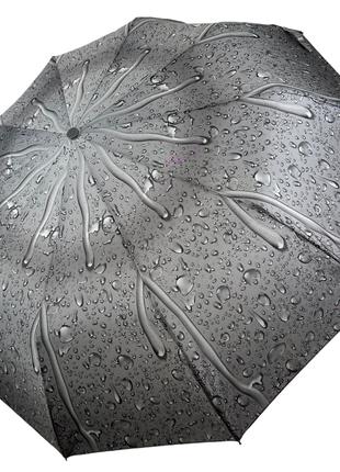 Женский зонт полуавтомат "Капли дождя" от S&L; на 10 спиц сера...