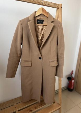 Пальто massimo dutti бежеве весняне кашемірове пальто коричнев...