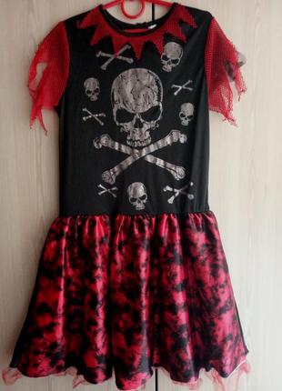 Платье halloween хеллоуин george скелет череп ведьма 11-12 лет...