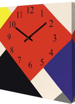 Годинники настінні квадратні червоний ромб, годинник на полотні