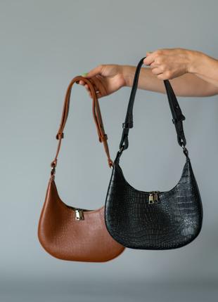 Жіноча сумка чорна рептилія сумка напівколо сумка сумочка кроко