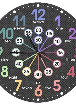 Часы настенные круглые в детскую, 36 см часы и минуты