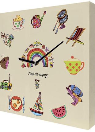 Годинники настінні квадратні time to enjoy!, годинник на полотні