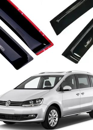 Дефлекторы окон, ветровики на Volkswagen Sharan 2010 -> (скотч...