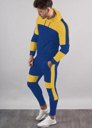 Спортивный костюм мужской двунитка vizavi желто-голубой