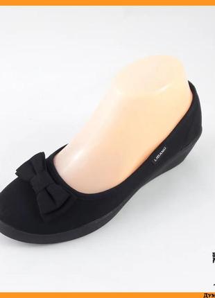 Женские мокасины черные балетки туфли на танкетке (размеры: 38...