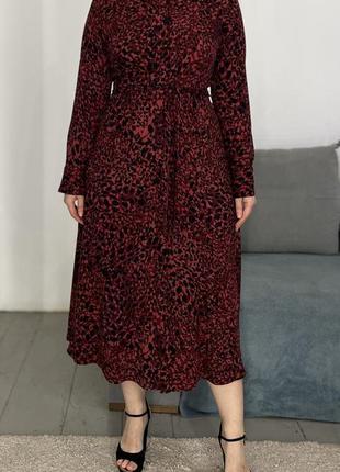 Натуральна міді сукня-сорочка у леопардовий принт №12