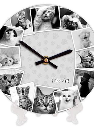 Часы настенные круглые котики, 18 см