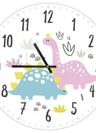 Часы настенные круглые в детскую, 36 см динозаврики