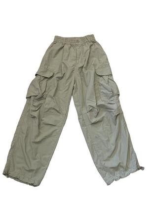Карго брюки брюки широкие с карманами нейлон zara