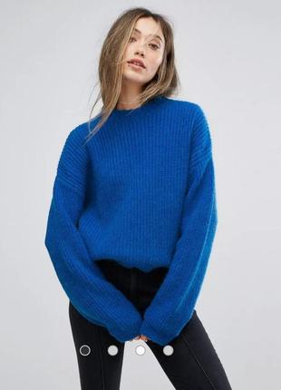 Синий женский свитер оверсайз
