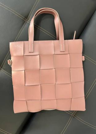 Жіноча сумка пудрова сумка плетена сумка пудровий шопер шоппер