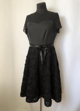 M&amp;s черное платье концертное нарядное с пышной юбкой с роз...