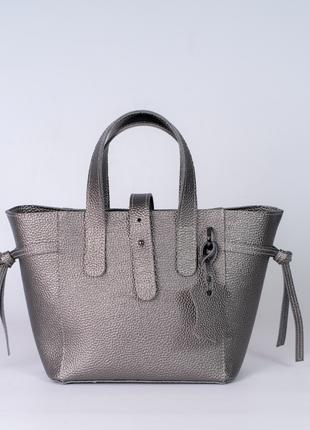 Жіноча сумка срібна сумка металік сумка тоут сумка середня