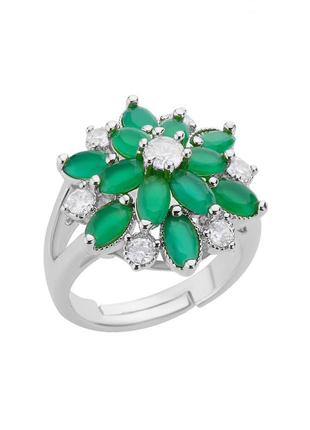 Зеленый агат белый циркон натуральный камень кольца кольцо кол...
