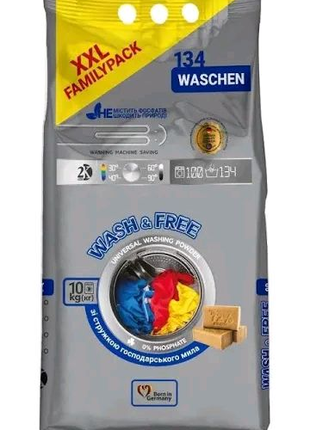 Стиральный порошок wash&free универсальный, 10 кг