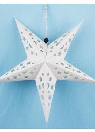Объемная звезда из бумаги на елку 20 см белый