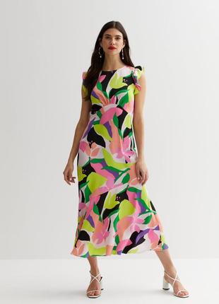 2024 весеннее платье миди с абстрактным принтом new look разно...