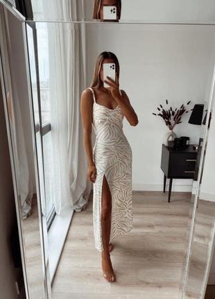 Zara роскошное летнее платье с принтом вискоза лен зара оригинал
