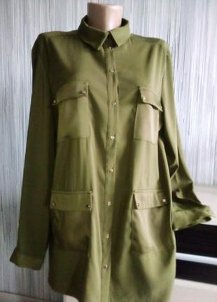Куртка рубашка карго хаки  с накладными карманами