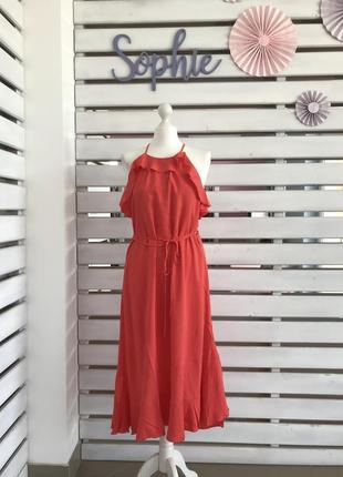 Коралловое красное платье mango xs