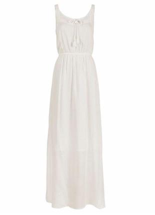Женское летнее платье белое длинное платье муслиновое платье п...