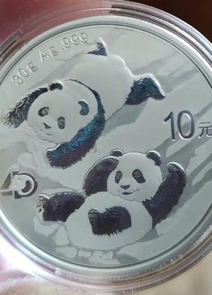 Монета Панда 2022, Китай, серебро 30 грамм 999 пробы