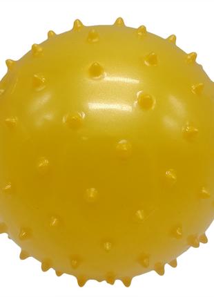 Детский Мячик с шипами MB0109 резиновый 10 см, 28 грамм (Желтый)