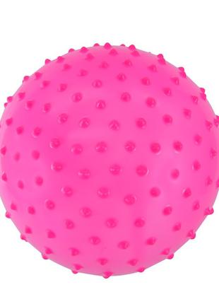 Мячик детский с шипами MB0110 резиновый 12 см, 38 грамм (Розовый)