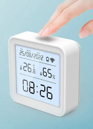 Wi-Fi термометр, гігрометр з підсвіткою, годинник, Tuya SmartLife