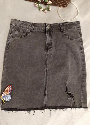 Трендовая джинсовая мини-юбка shein размер l наш 40/42