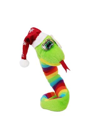 Мягкая игрушка Змейка в новогоднем колпаке комбинированная TOYS