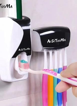 Диспенсер для зубной пасты автоматический настенный и держатель с