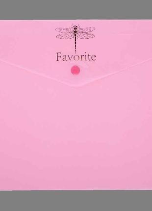 Папка-конверт на кнопці FAVOURITE, PASTEL, А4, рожева BM.3953-...