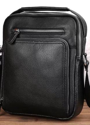 Кожаная мужская черная сумка-барсетка через плечо Tiding Bag A...