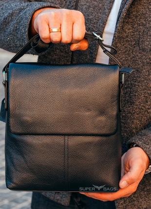 Кожаная черная мужская сумка через плечо Tiding Bag SK A75-181
