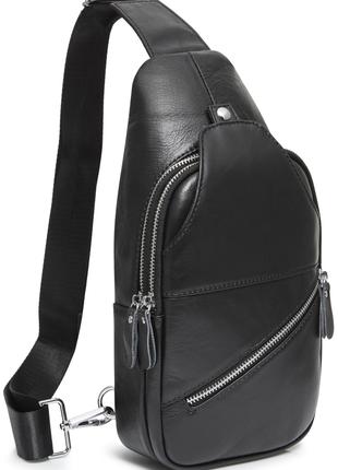 Кожаный черный слинг мужской Tiding Bag - MK59321