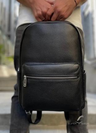 Черный кожаный мужской рюкзак 20334